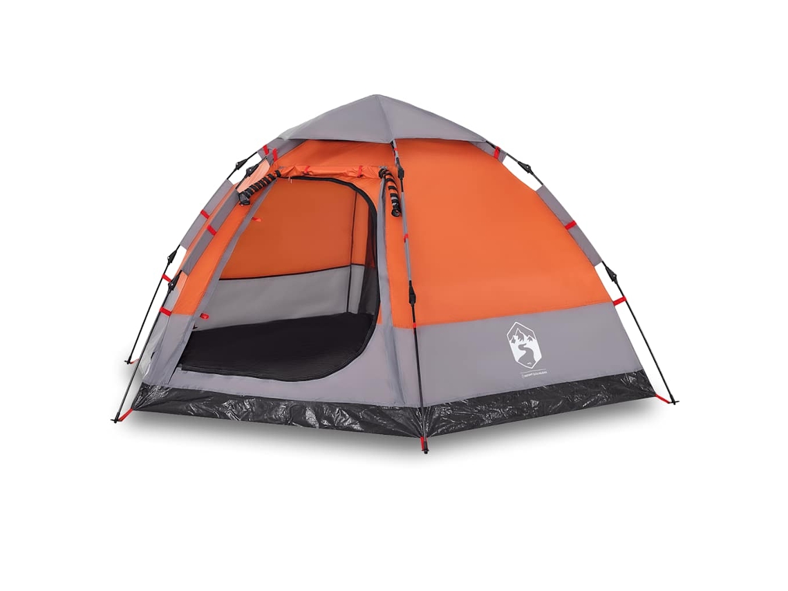 VIDAXL Tenda Campismo Cabana 4 Pessoas Libertação Rápida Cinza/Laranja