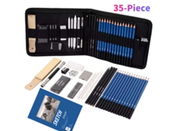 Conjunto de lápis de desenho profissional 35 peças com lápis de carvão, grafite, borracha e bolsa portátil para artistas e iniciantes