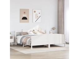 Cama Sem Colchão 200x200 Cm Madeira De Pinho Maciça Branco