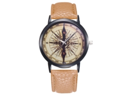 Relógio masculino de quartzo com pulseira de PU, mostrador redondo, modelo Fashion T425 (bege)
