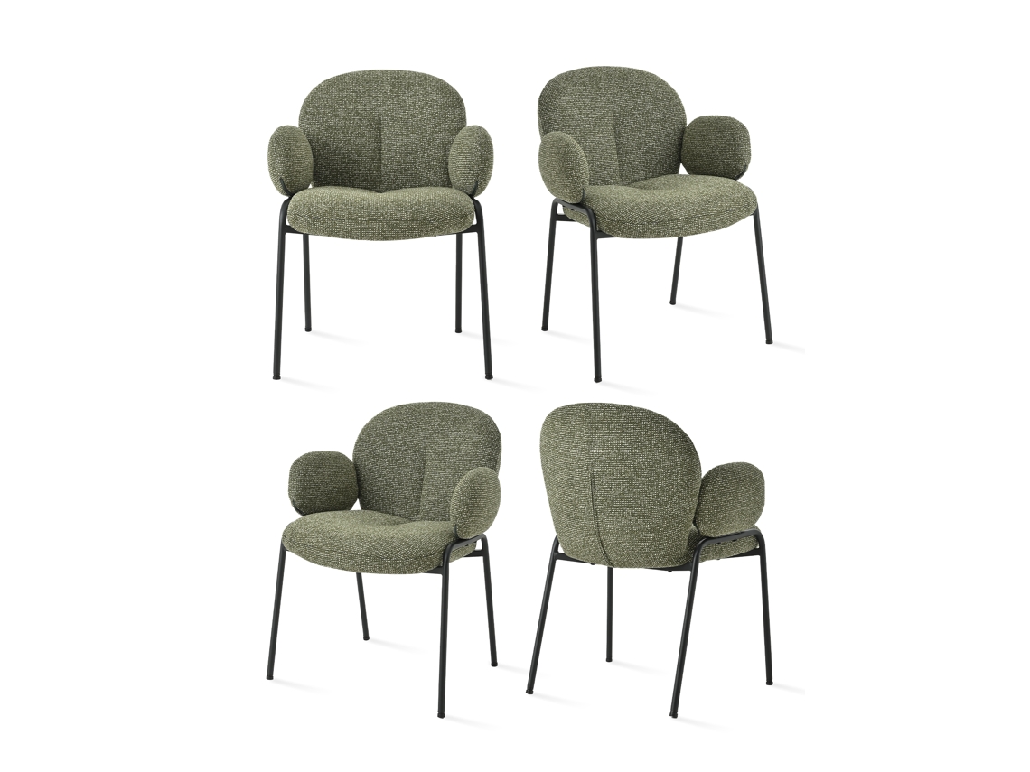 Cadeiras de Jantar GOEURVANT 1235 (conjunto de 4, Verde, Tecido)