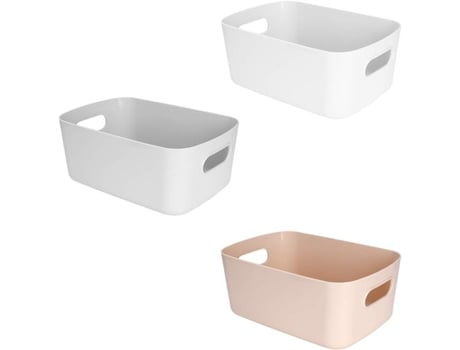 Conjunto De 3 Cestos De Armazenamento De Plástico Com Alças, Pequenos E Leves, Ideais Para Banheiro, Cozinha E Quarto Infantil. Qjh