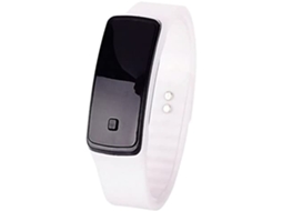 Relógio Digital Esportivo Led Pulseira de Silicone Retangular Branco