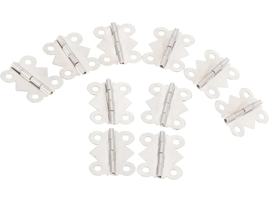 Conjunto De 10 Dobradiças Para Porta Armário, 25x 20mm, Com 4 Furos E Parafusos