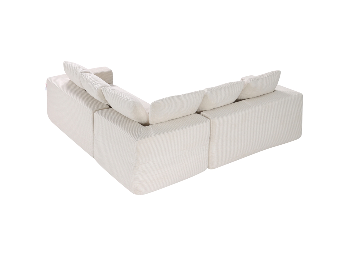 Sofá Secional Modular Em L Succebuy 2100 X 2100 X 570 Mm Com Almofada, Bege