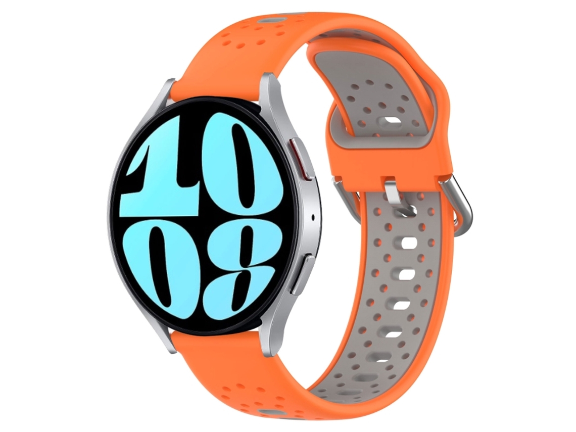 Bracelete para Samsung Galaxy Watch 6 Silicone Respirável Duas Cores (20mm) Laranja + Cinza XIAOMOYU