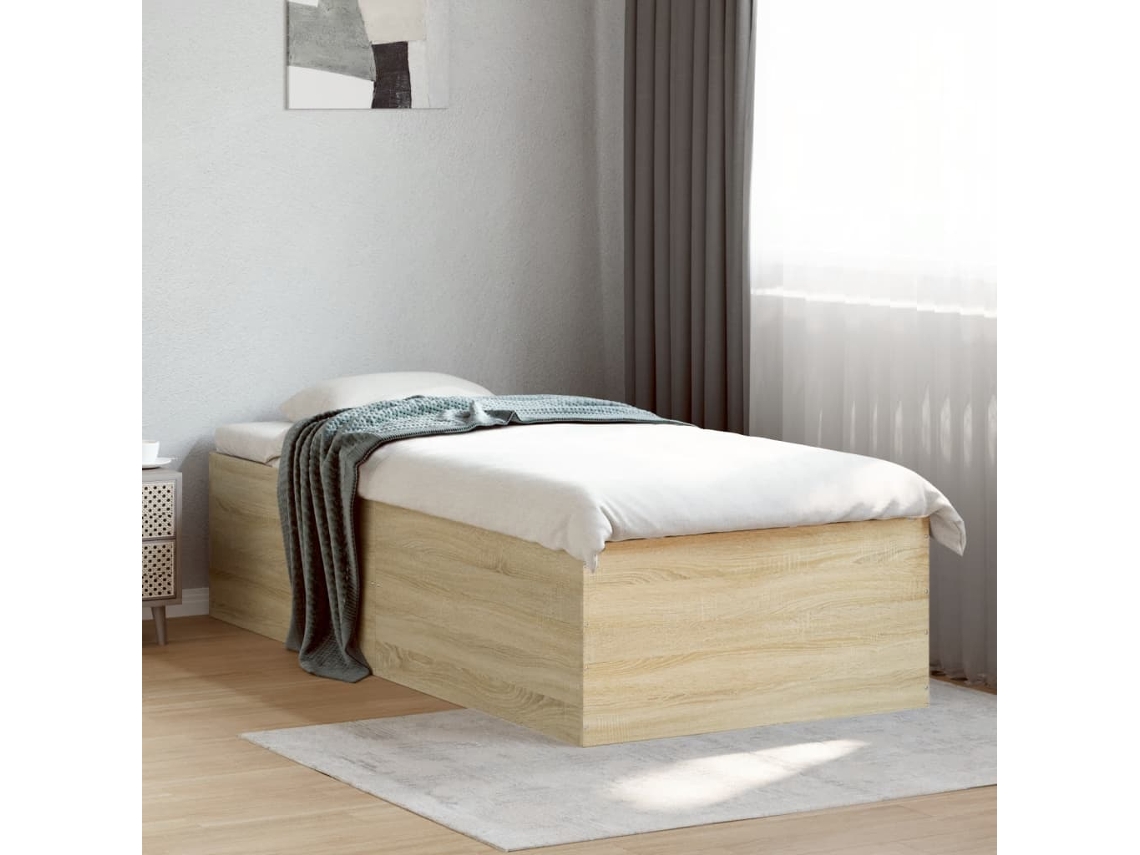 Vidaxl Estrutura de Cama 90x200cm Derivados de Madeira Carvalho Sonoma