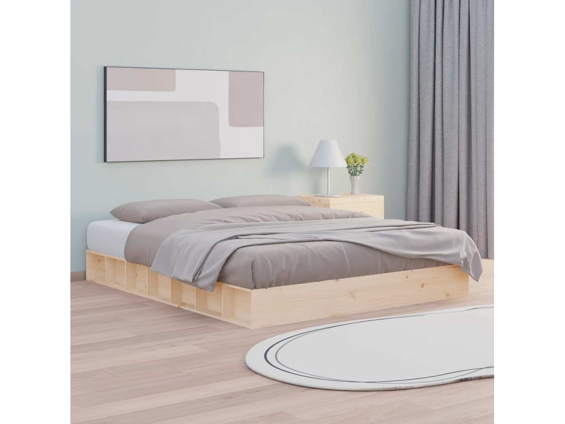 Vidaxl Estrutura De Cama King Size 150x200 Cm Madeira Maciça