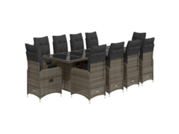 Conjunto de 11 Bistrôs de Jardim com Almofadões Vime Pe Cinzento MAISON EXCLUSIVE