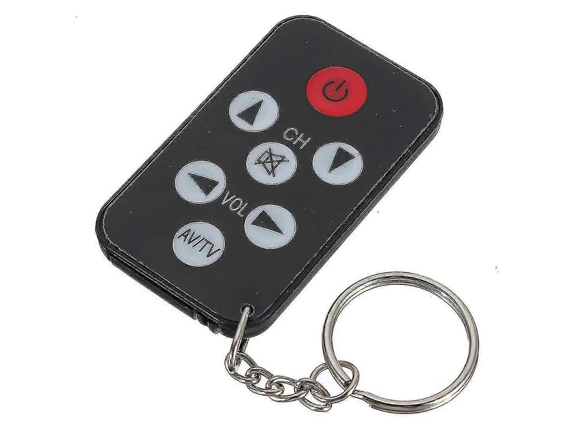 Chaveiro universal com 3 mini controles remotos infravermelhos para TV.