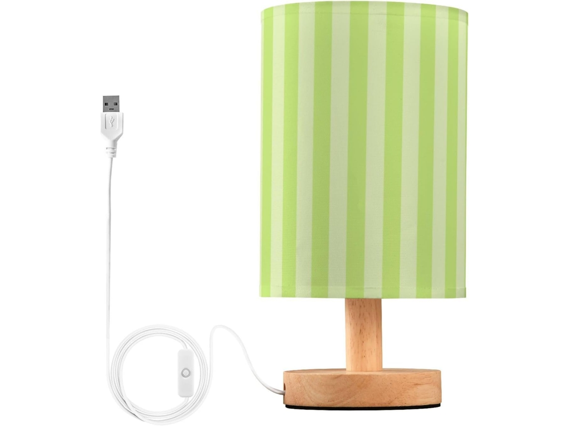Abajur De Cabeceira Listrado Para Quarto, Abajur De Cabeceira Led, Luminária De Leitura Com Portas Usb E Cúpula Tecido