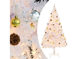 Vidaxl Árvore De Natal Artificial Pré-iluminada Enfeites 210cm Branco