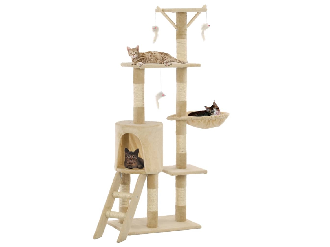 Vidaxl Árvore C/ Postes Arranhadores Sisal 138 Cm Bege