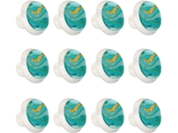 Puxadores E Botões Redondos Para Gavetas Armários, Conjunto De 12 Peças, Textura Abstrata Verde E Azul, Puxadores Para