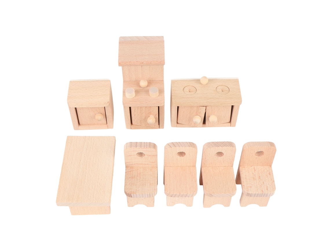 Ats juego de Muebles de Cocina En Madera Miniatsura, Accesorios para Casa Mini, Regalo de Cumpleaños para Niños Y Niñas