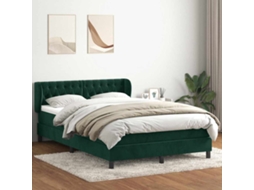 Vidaxl Cama Com Molas/colchão 160x220 Cm Veludo Verde-escuro