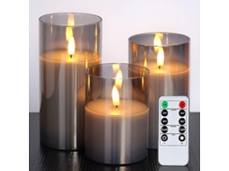 Velas De Led Sem Chama Com Vidro, Bateria Operada Com Controle Remoto E Timer, Conjunto De Velas De Pilar Elétricas