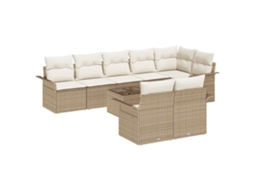 Conjunto de sofá de jardim com estrutura de 9 peças Bege Vime Pe MAISON EXCLUSIVE