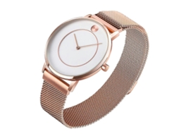 Relógio Feminino Skmei 9197 Com Mostrador Simples Sem Escala, Pulseira De Malha Metálica E Mecanismo De Quartzo.