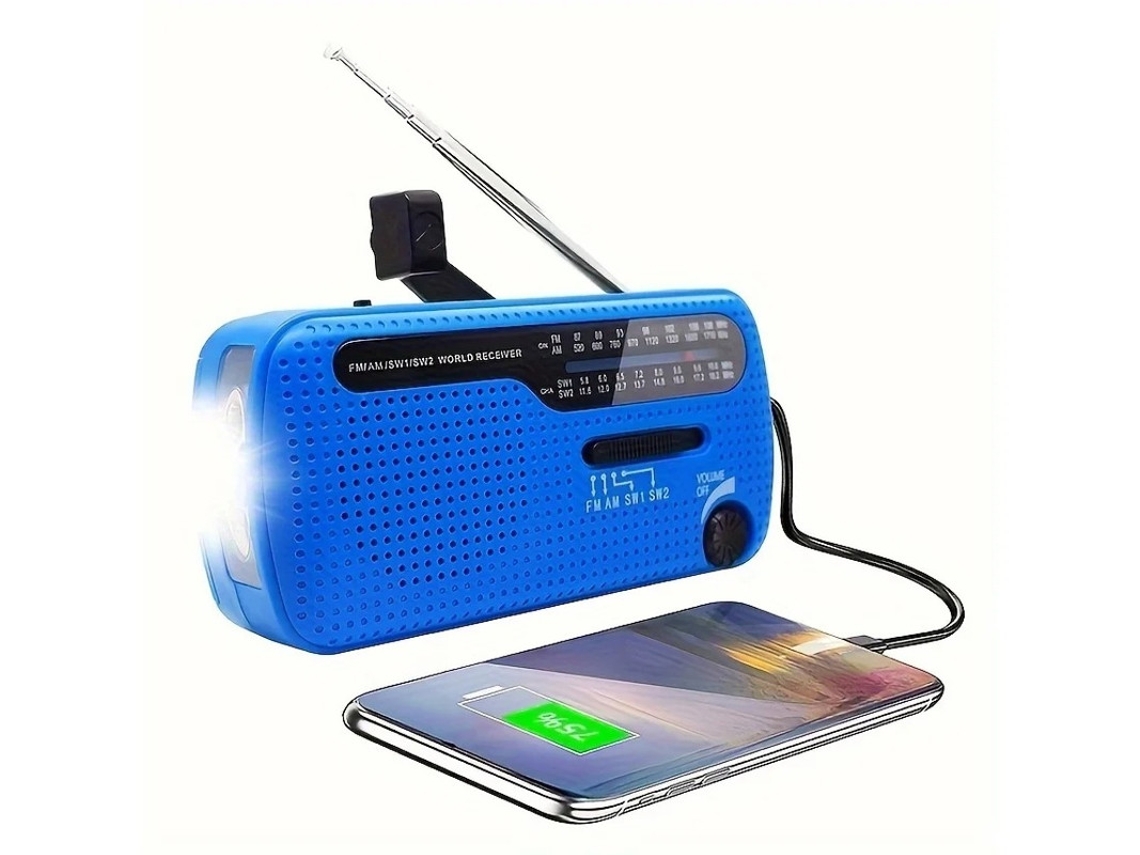 Rádio solar multifuncional de emergência 1200mAh com gerenciamento de energia e lanterna BESTVITE