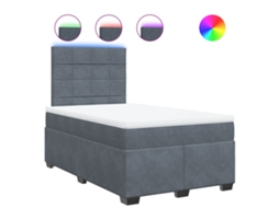 Cama Boxspring com Colchão Veludo Cinzento Escuro MAISON EXCLUSIVE (120x200 cm)
