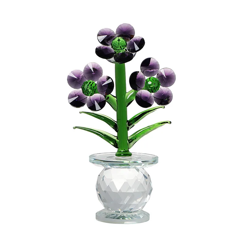 Ornamento de Flor de Cristal Violeta com Três Pétalas para Decoração de Casa e Casamento MDUG (roxo)