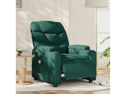 Vidaxl Poltrona Reclinável De Massagens Elétrica Tecido Verde-escuro
