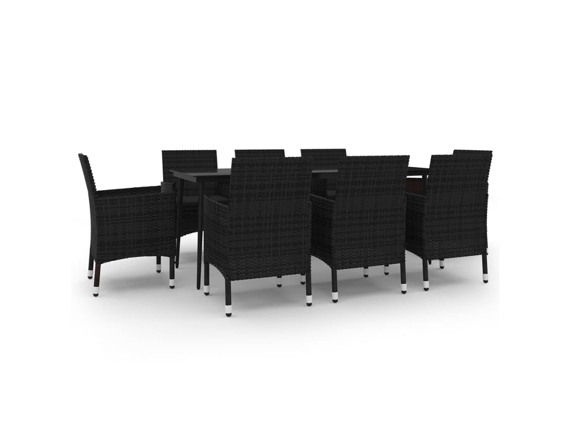 Garden Dining Set, Garden Dining Sets Vidaxl Preto Rattan / Vime (200 Cm Table Length)