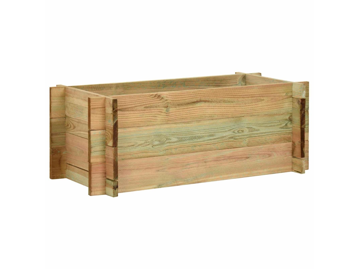 Conjunto 1 Vaso De Jardim Vidaxl Castanho Madeira De Pinho Maciça (120 X 80 X 32 Cm)