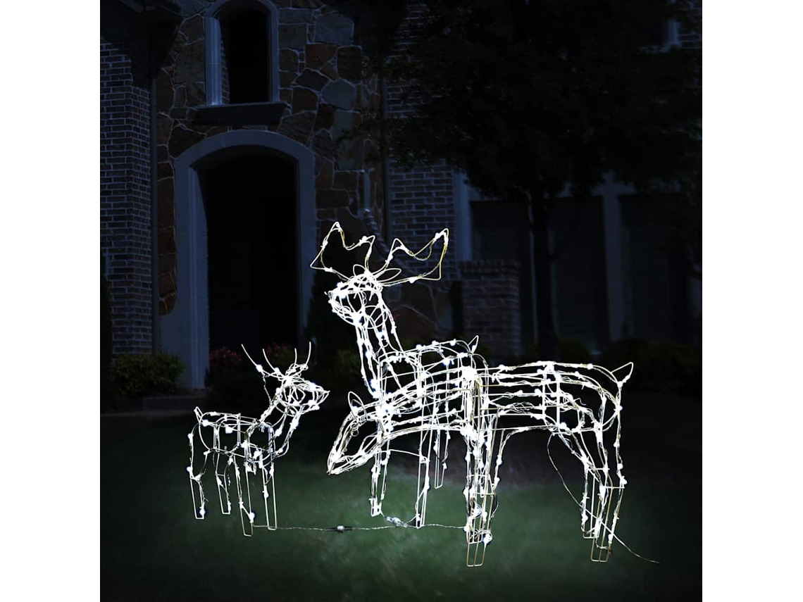 Vidaxl 3 Pcs Iluminação De Natal Renas 229 Leds