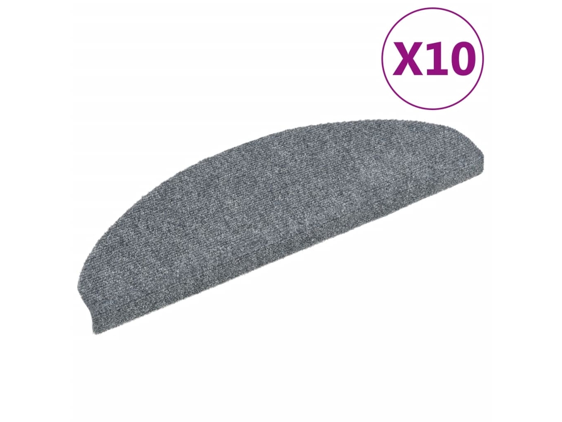 Conjunto de 10 Tapetes de Escada Autoadesivos Cinza Claro Semicircular Grande MAISON EXCLUSIVE (65x21x4 cm)