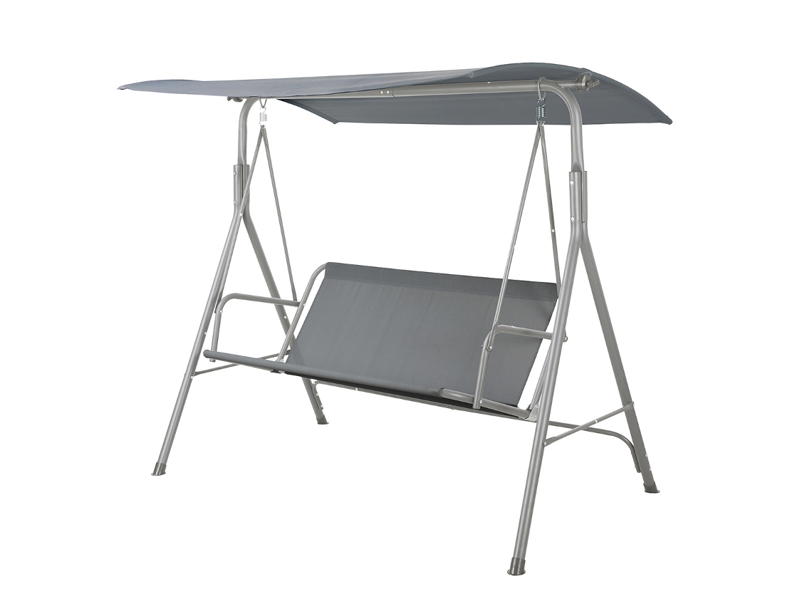 Balancim de Jardim KLACK 3 Lugares Antracite Exterior 170x120x153 Cm com Toldo