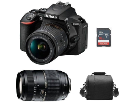 Kit Máquina Fotográfica Reflex NIKON D5600 AF-P 18-55 MM F3.5-5.6G VR + Tamron AF 70-300mm F4-5.6 + Bolsa + 16 GB