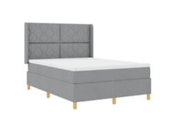 Cama Box com Fitas Led Cinzento Claro 160x200cm Tecido MAISON EXCLUSIVE