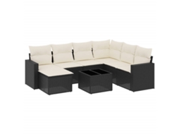 Maison Exclusive - 8 Pcs Conjunto Sofás De Jardim Com Almofadões Vime Pe Preto