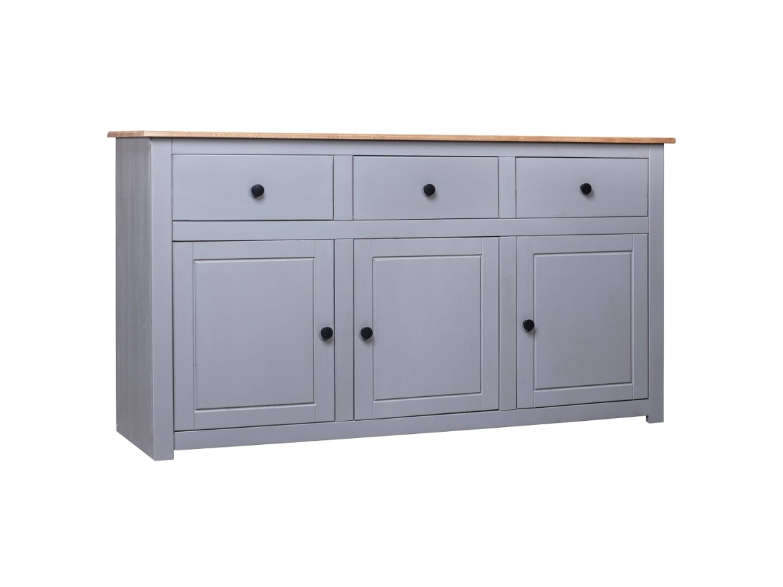 Vidaxl Aparador 135x40x80 Cm Pinho Maciço Panama Cinzento