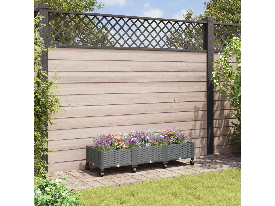 Vidaxl Vaso De Jardim Com Rodas Cinzento-claro 120 X 40 X 33 Cm Pp
