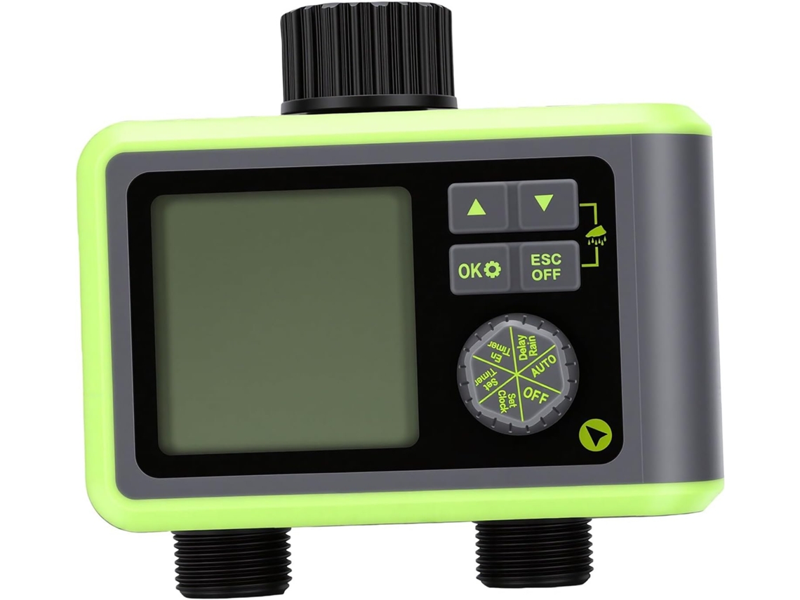 Temporizador De Irrigação 2 Zonas Com Sensor Chuva E 4 Programas Para