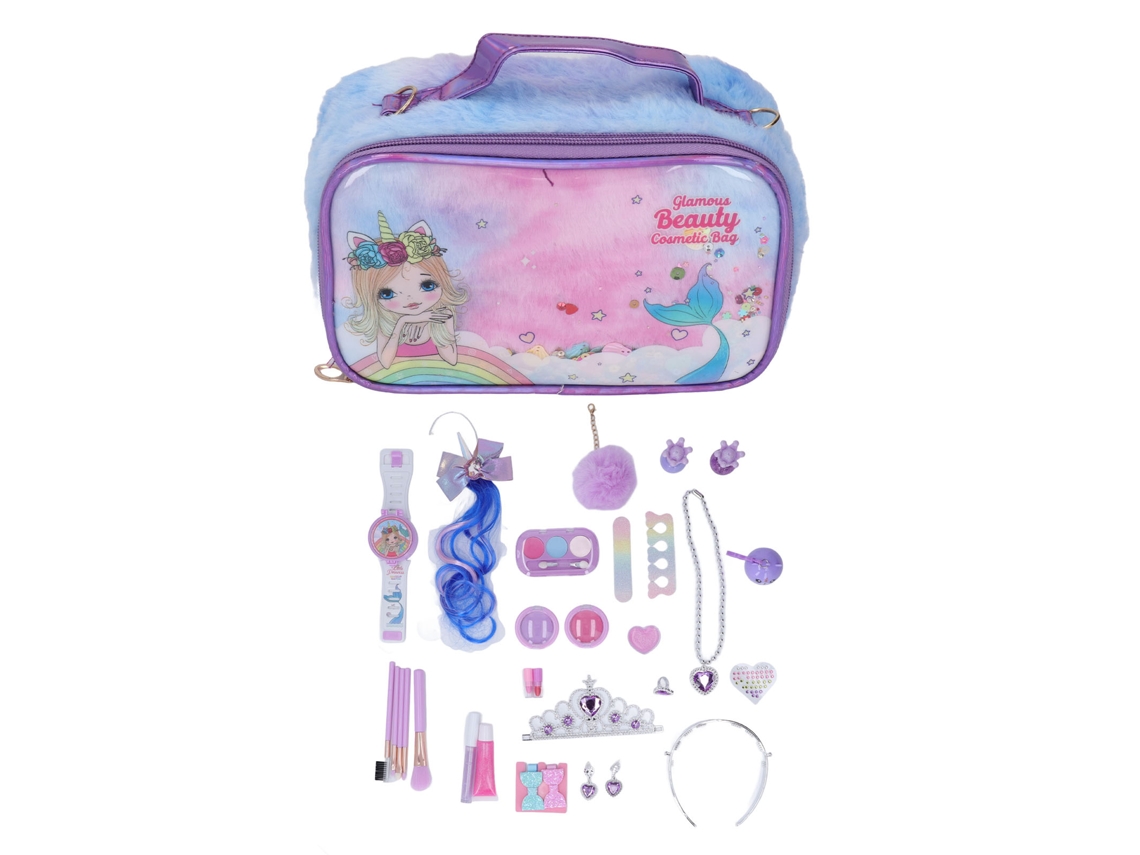 Primerox conjunto de Maquiagem Lavável para Meninas com Grande Capacidade Portátil Brinquedo Infantil