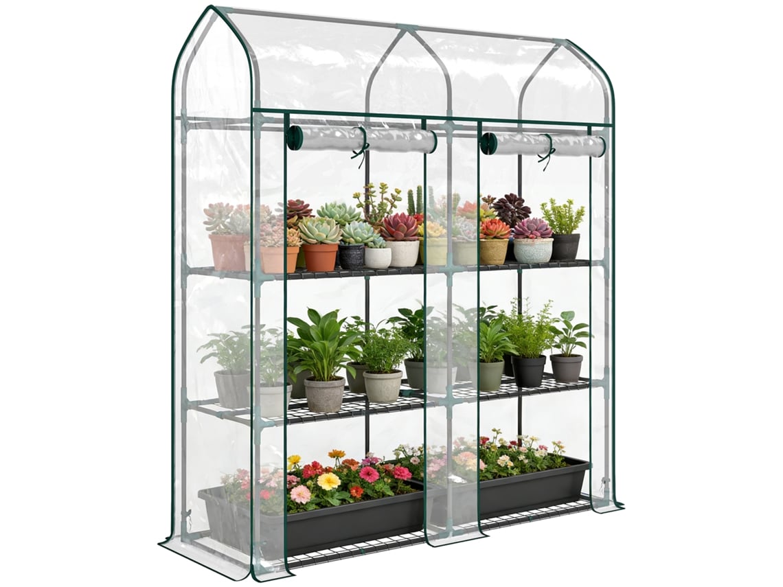Estufa de Jardim com Prateleiras, 143 X 46 X 165 Cm, Transparente | S/MARCA