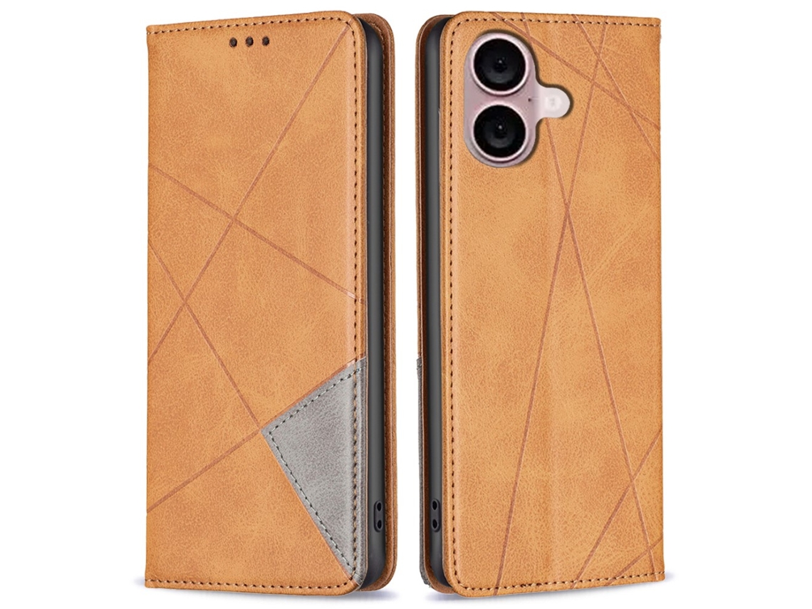 Capa Em Couro Pu À Prova De Choque Para Apple Iphone 16 Plus - Amarelo
