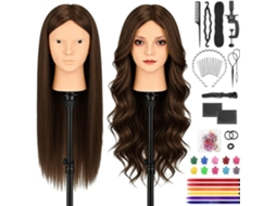 Cabeça De Manequim 26 Polegadas Com 80% Cabelo Natural, Pinça De Mesa E Kit De Tranças, Para Treino De Cabeleireiro Em Salão E Escola