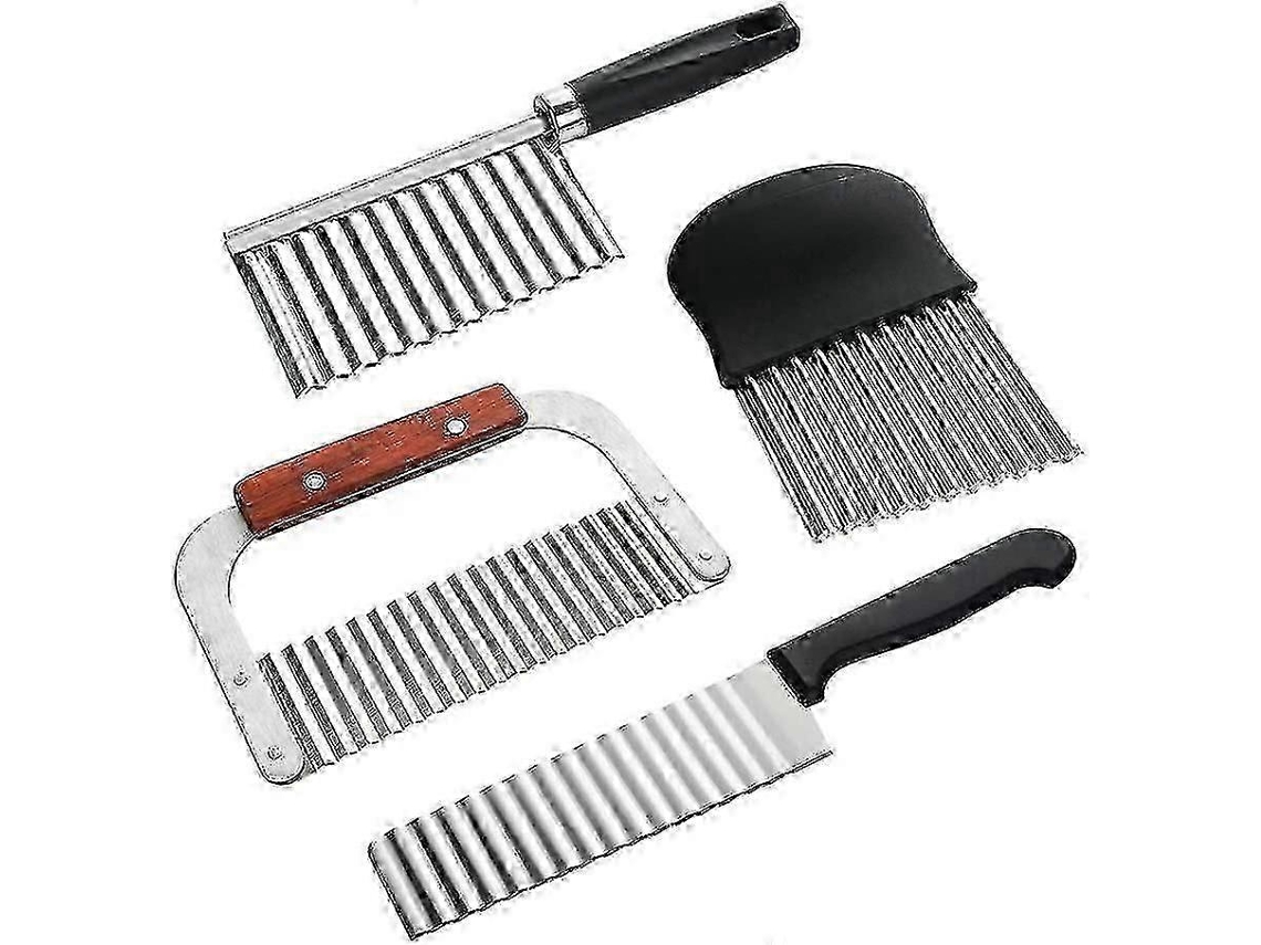 Cortador Ondulado De 4 Peças, Cortador Ondulado De Aço Inoxidável, Cortador Ondulado De Batata Everley891