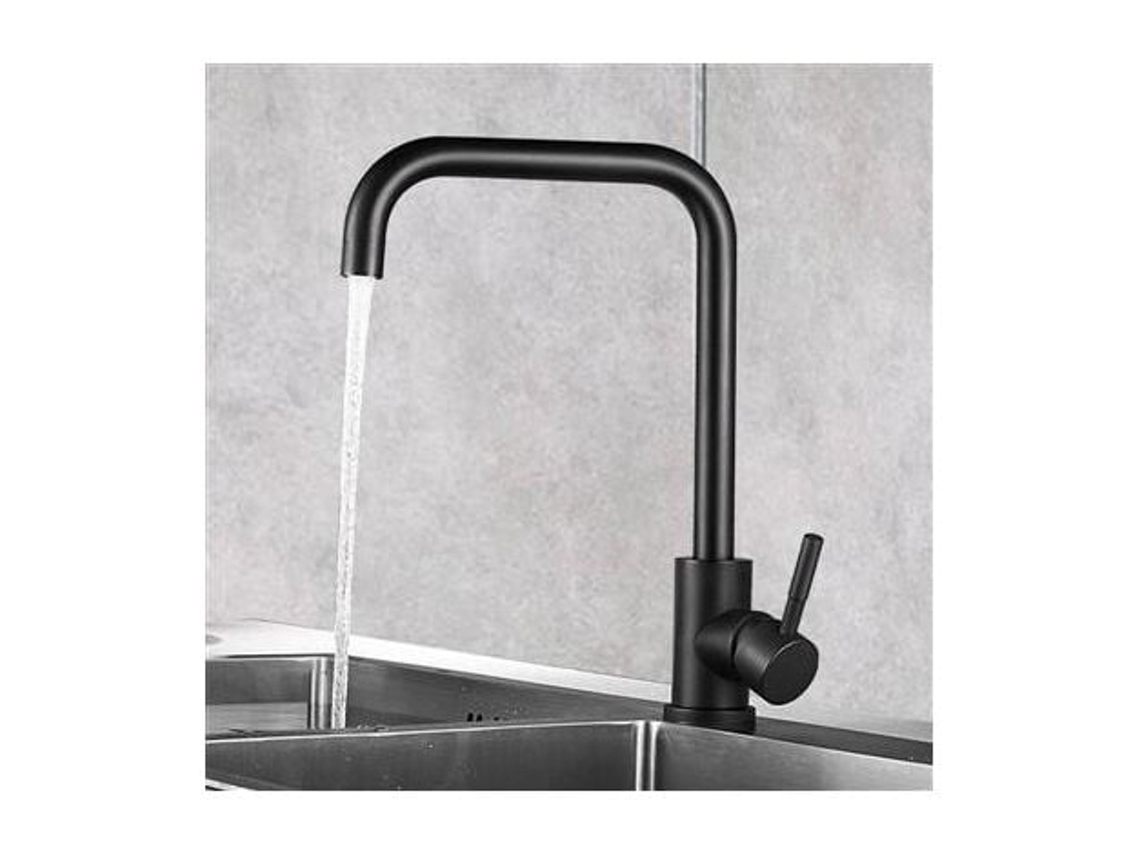 Torneira De Cozinha Preta Em Formato 7, Aço Escovado 304, Giratória 360° Com Arejador Removível E Anticalcário Aquaforge (preta)