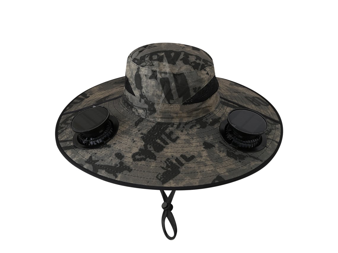 Chapéu de Sol Elétrico de Aba Larga com Ventilador, Estilo Militar Camuflado, para Homens, com Proteção Uv. MDUG