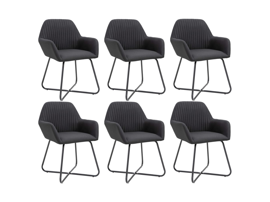 Vidaxl Cadeiras De Jantar 6 Pcs Tecido Preto