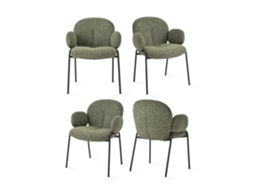 Cadeiras de Jantar GOEURVANT 1235 (conjunto de 4, Verde, Tecido)