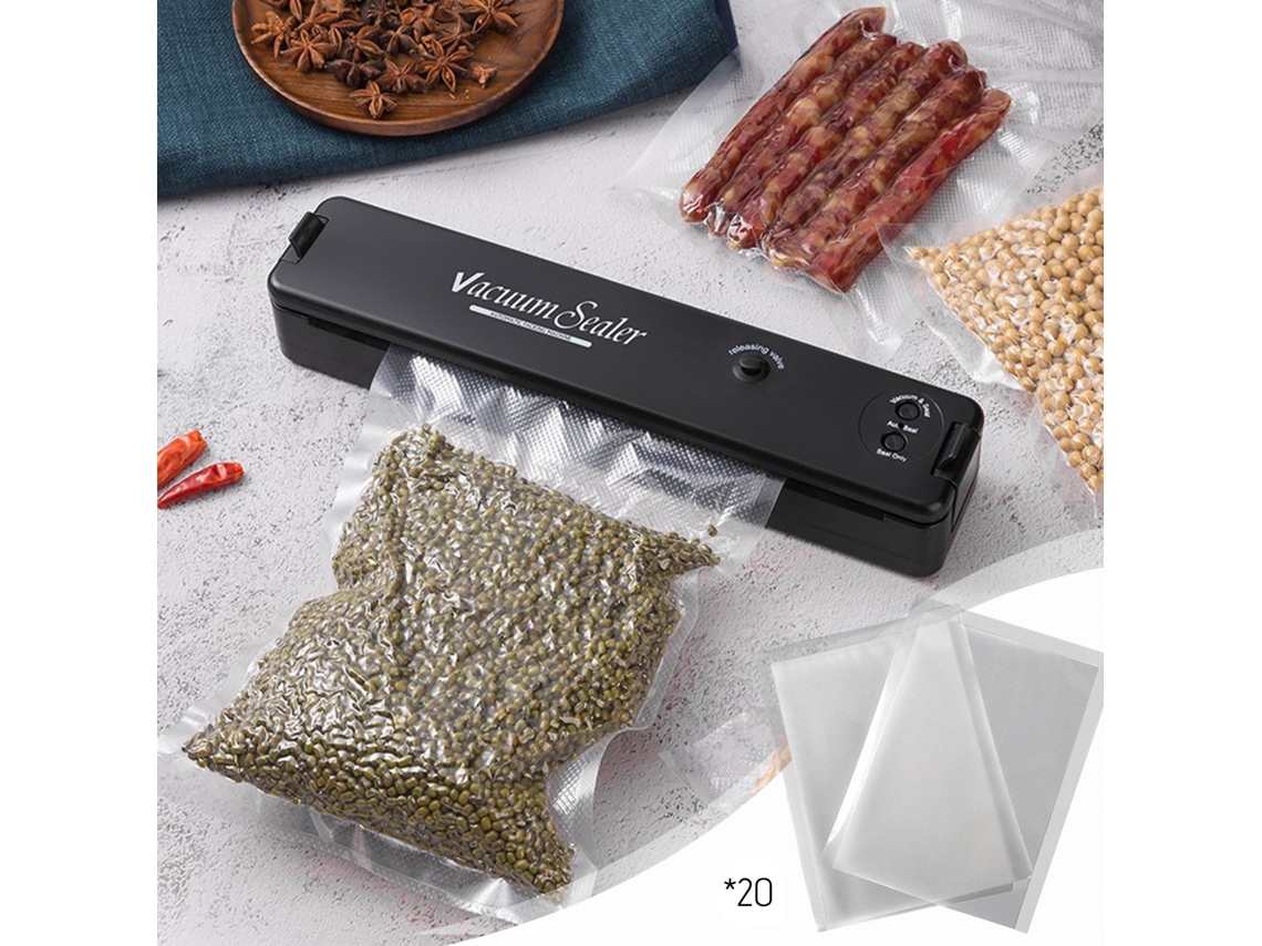 Seladora A Vácuo Automática Para Conservação De Alimentos - Embaladora De Plástico Com 20 Sacos De Frescor