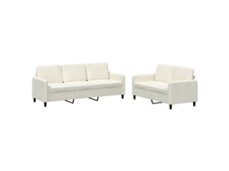 Conjunto 2 de sofás veludo VIDAXL cor creme (198 x 77 x 80 cm)