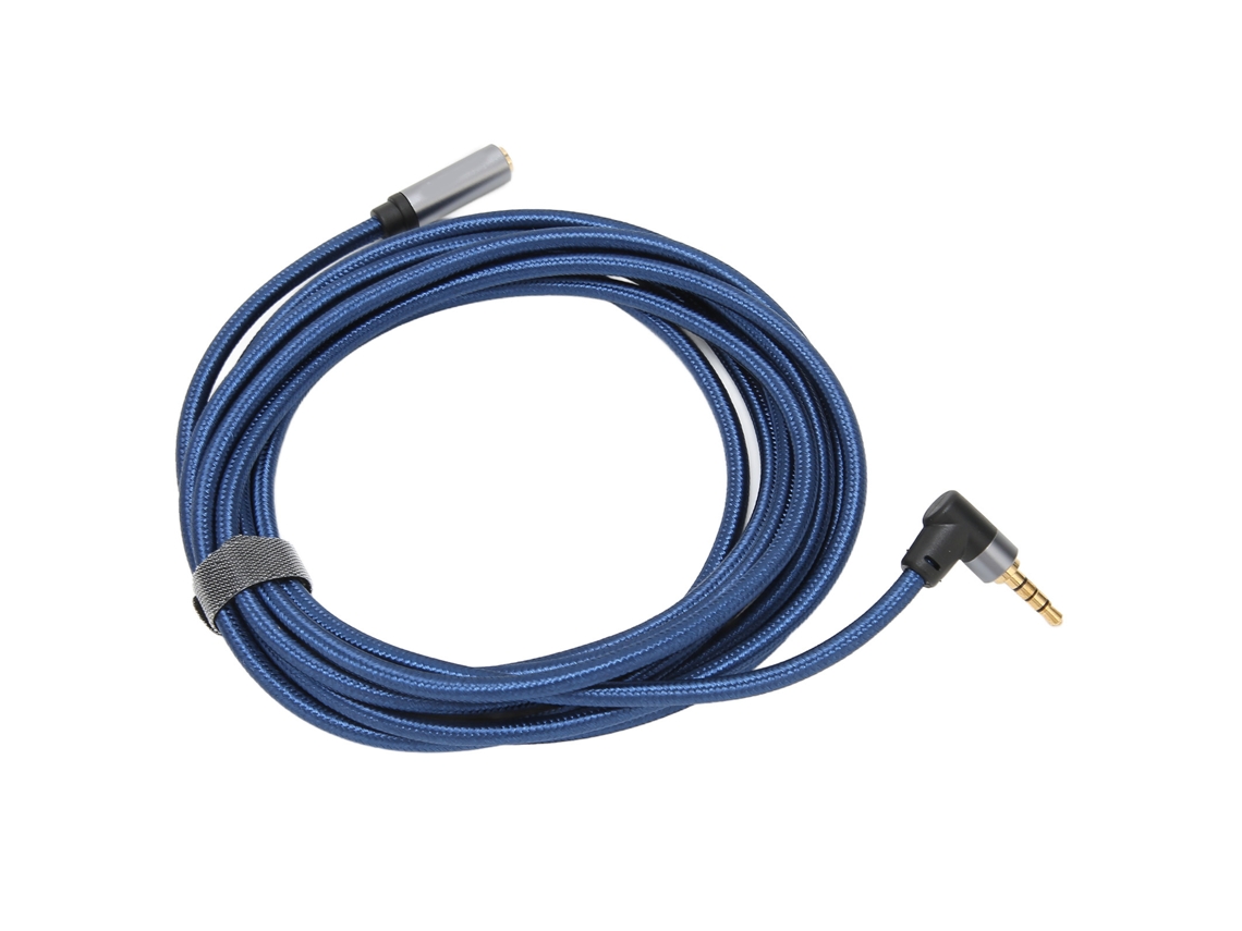 Aetheria cavo de Áudio 3.5mm Fêmea para Macho com Ângulo de 90 Graus Extensão 3m Azul Marinho